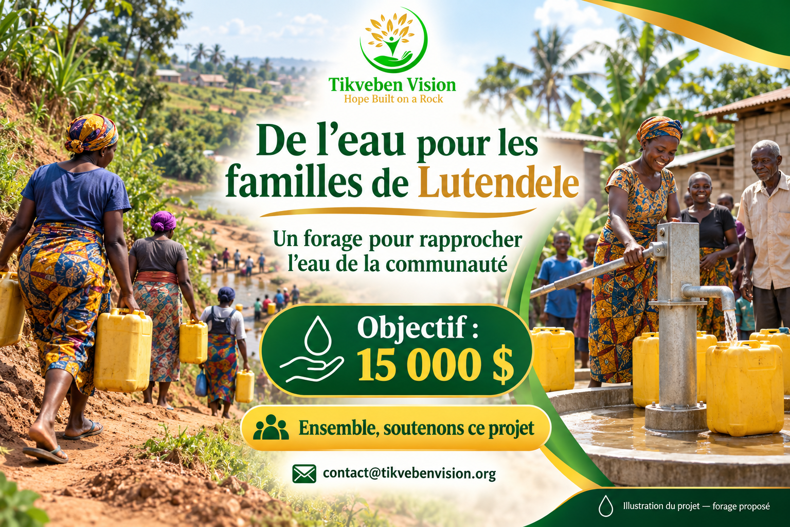 Illustration du projet de forage à Lutendele — objectif 15 000 $